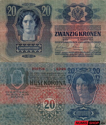 20 korona Rakúsko-Uhorsko - 1913 - I. vydanie