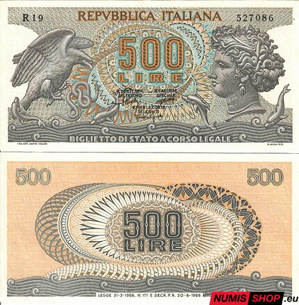 Taliansko - 500 lír - 1966 - UNC