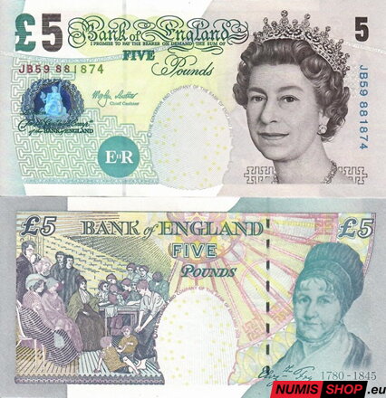 Veľká Británia - 5 libier - 2002 - sig. M. Lowther 3912 - UNC