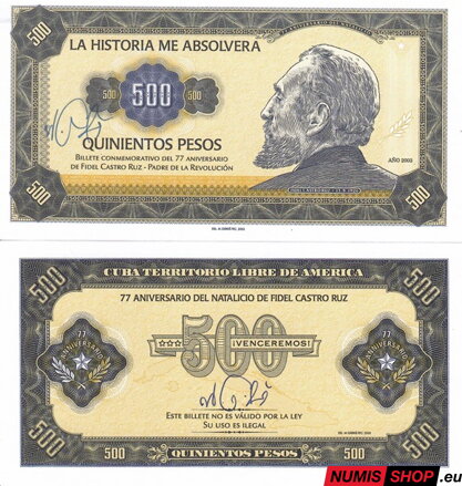 Gábriš - 500 pesos - 2003 - Fidel Castro - podpis autora