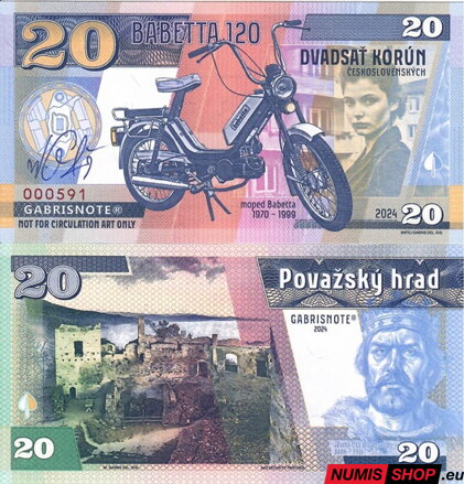 Gábriš - 20 korun - 2024 - Babetta 120 - podpis autora