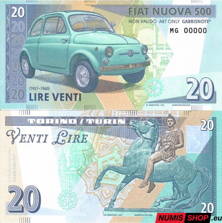 Gábriš - 20 lire - Fiat nuova 500 - anulát