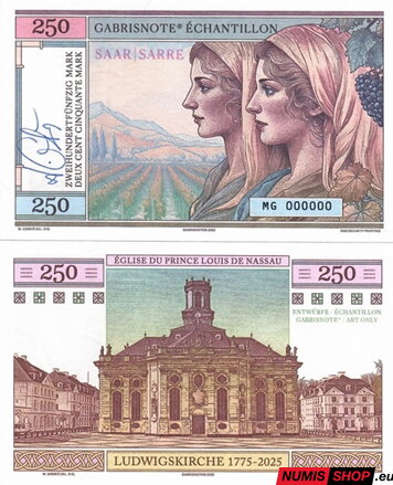 Gábriš - 250 mark - Saar Sarre - séria MG anulát pink - podpis autora