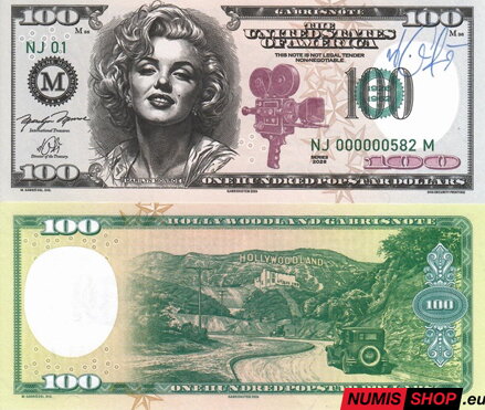 Gábriš - 2026 - 100 dollars Marilyn Monroe - podpis autora