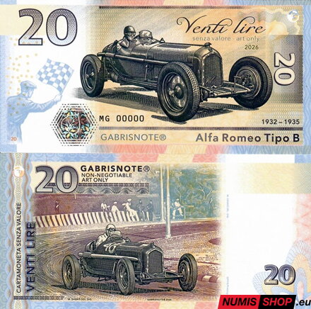 Gábriš - 2026 - 20 lire - F1 - Alfa Romeo Tipo B - anulát