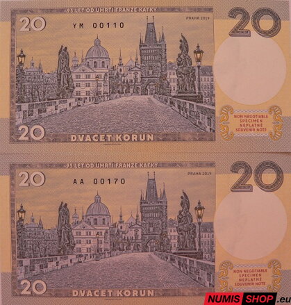 Gábriš - 20 korun - Franz Kafka - s podpisom autora