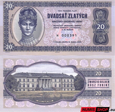 Gábriš - 20 zlatých Rakúsko-uhorskej meny