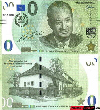 Slovensko - Memo euro - Alexander Dubček