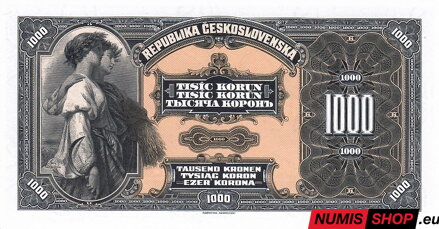 ČSR - 1000 korun - 1919 - seria A - faksimile - FOLDER - originál americký papier