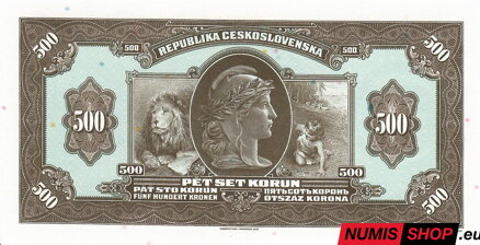 ČSR - 500 korun - 1923 - Hnedý legionár - faksimile -  FOLDER - originál americký papier