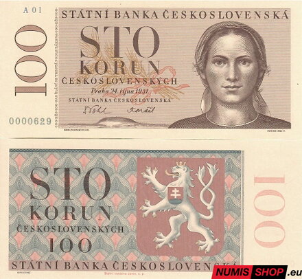 100 Kčs - 1951 - nevydaná - novotlač (folder)