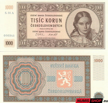 1000 Kčs - 1951 - nevydaná - novotlač (folder)