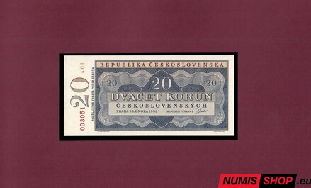 20 Kčs - 1953 - nevydaná - novotlač (folder)