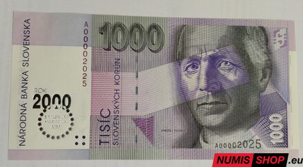 1000 Sk - 1993 - Bimilénium - číslo 2025 - UNC