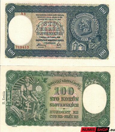 SR - 100 Korun 1940 - II. emisia - A8 - UNC