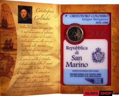 San Maríno 2 euro 2006 - 500. výročie smrti Krištofa Kolumba