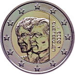 Luxembursko 2 euro 2009 - Veľkovojvoda Henri a veľkovojvodkyňa Charlotte - UNC