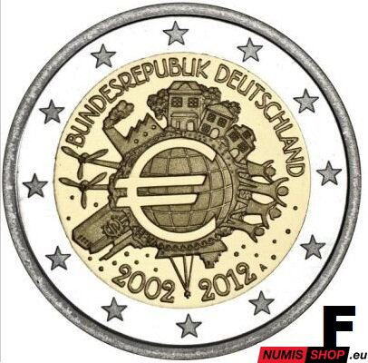 Nemecko 2 euro 2012 - 10 rokov euro - F - UNC