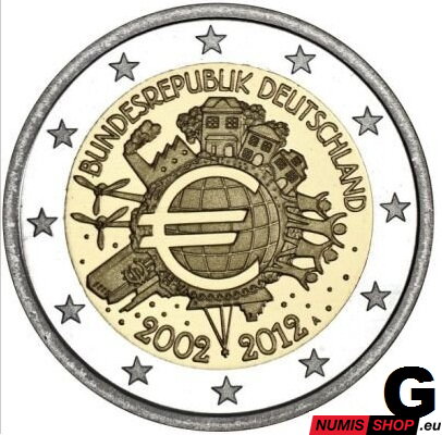 Nemecko 2 euro 2012 - 10 rokov euro - G - UNC