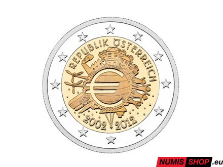 Rakúsko 2 euro 2012 - 10 rokov euro - UNC