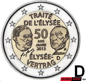 Nemecko 2 euro 2013 - Elyzejská zmluva - D - UNC