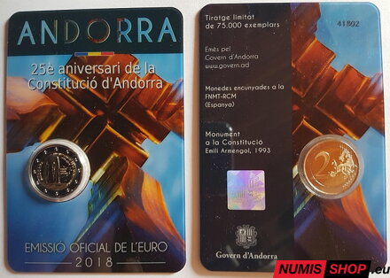 Andorra 2 euro 2018 - Ústava - UNC