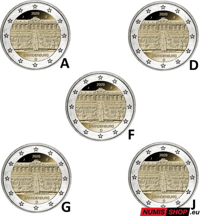 Nemecko 2 euro 2020 - Brandenburg - komplet 5 ks - UNC