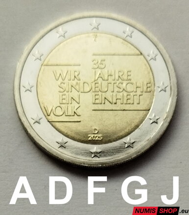 Nemecko 2 euro 2025 - Wir sind ein Volk - komplet 5 ks - UNC