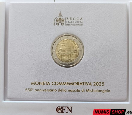Vatikán 2 euro 2025 - Michelangelo Buonaroti