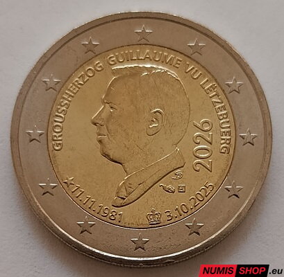 Luxembursko 2 euro 2026 - Nástup veľkovojvodu Guillauma na trón - UNC