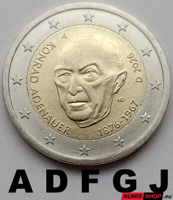 Nemecko 2 euro 2026 - Konrad Adenauer - komplet 5 ks - UNC