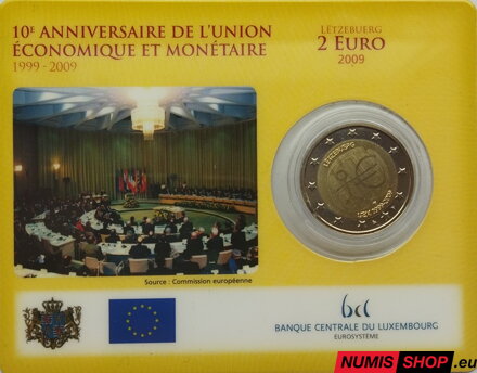 Luxembursko 2 euro 2009 - 10. výročie hospodárskej a menovej únie - COIN CARD