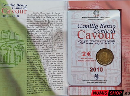 Taliansko 2 euro 2010 - 200. výročie narodenia grófa di Cavour - COIN CARD