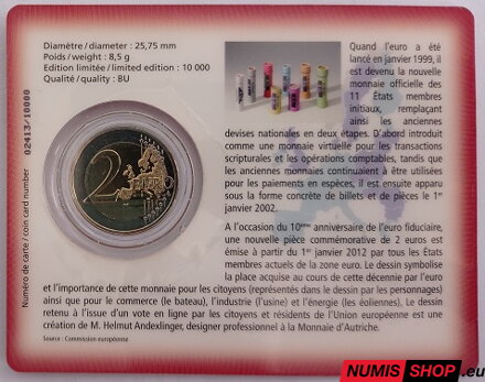Luxembursko 2 euro 2012 - 10 rokov euro - COIN CARD
