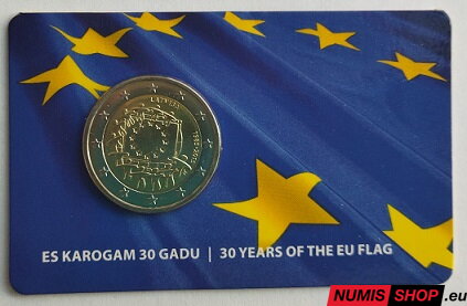 Lotyšsko 2 euro 2015 - 30 rokov vlajky EÚ - COIN CARD