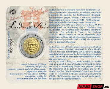 Slovensko 2 euro 2015 - Ľudovít Štúr - COIN CARD