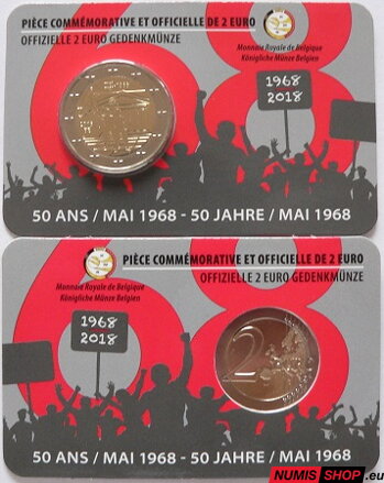 Belgicko 2 euro 2018 - Máj 1968 - COIN CARD