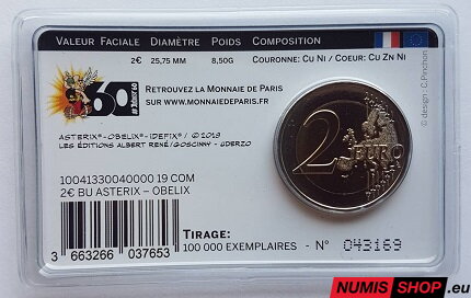 Francúzsko 2 euro 2019 - Asterix a Obelix - UNC
