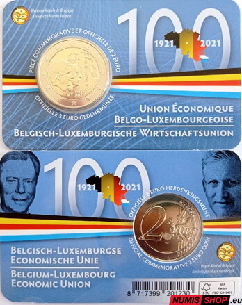 Belgicko 2 euro 2021 - Belgicko-luxemburská hospodárska únia - COIN CARD
