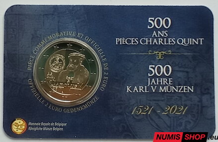 Belgicko 2 euro 2021 - Karol V. - COIN CARD