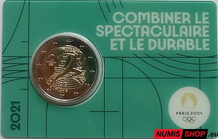 Francúzsko 2 euro 2021 - OH Paríž 2024 - COIN CARD green