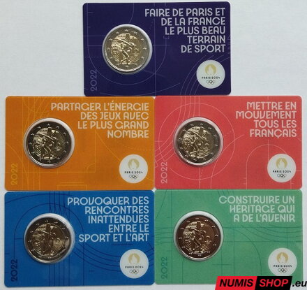 Francúzsko 5 x 2 euro 2022 - OH Paríž 2024 - COIN CARD komplet