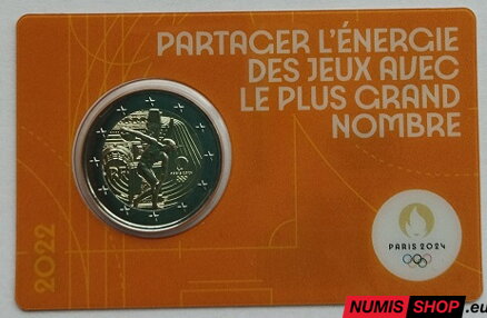 Francúzsko 2 euro 2022 - OH Paríž 2024 - COIN CARD orange