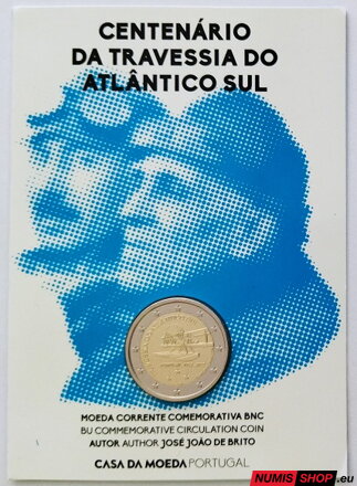 Portugalsko 2 euro 2022 - Prvý prelet lietadlom cez Južný Atlantik - COIN CARD