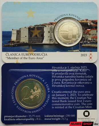 Chorvátsko 2 euro 2023 - Zavedenie eura - COIN CARD