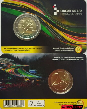 Belgicko 2 euro 2025 - Spa-Francorchamps  - COIN CARD - (FR/D)