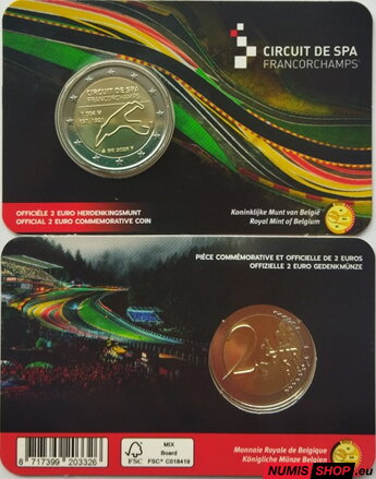 Belgicko 2 euro 2025 - Spa-Francorchamps  - COIN CARD - (NL/EN)