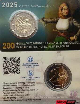 Grécko 2 euro 2025 - Laskarina Bouboulina - COIN CARD