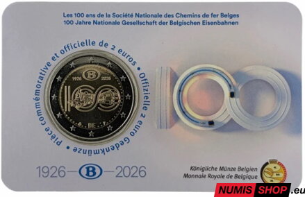 Belgicko 2 euro 2026 - Belgické železnice - COIN CARD - (FR/D)