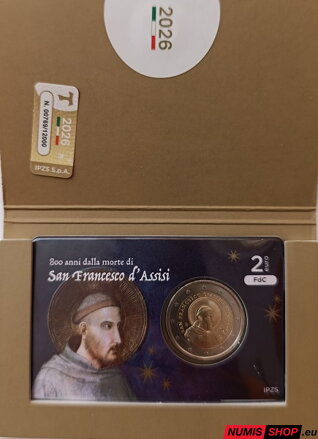 Taliansko 2 euro 2026 - Svätý František z Assisi - COIN CARD